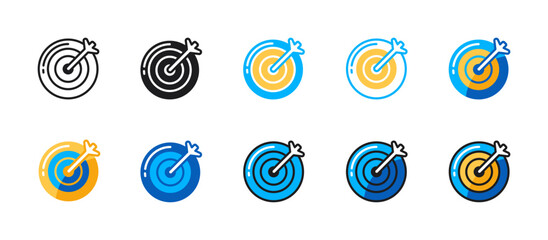 Target icon symbolizing goal achievement, precision, marketing metrics, KPI tracking, business focus, and strategic planning in clean vector format.