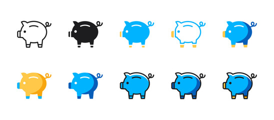 Piggy bank icon for savings, budgeting, finance management, personal investment, economy, money saving, and financial planning in vector.