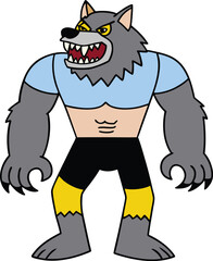 Obraz premium Powerful Anthropomorphic Wolf Character Design Muscular Werewolf Illustration