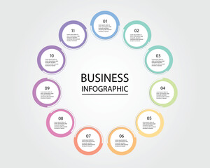 Business Infographic modern design template for banners and infographics for 11 circle step