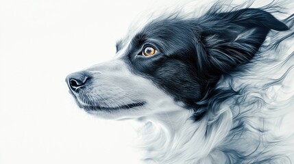Fototapeta premium Elegant Border Collie Profile Portrait on White