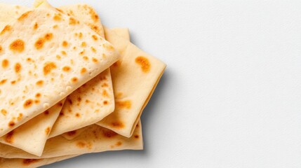 Stacked Crepes on White Background with Copy Space