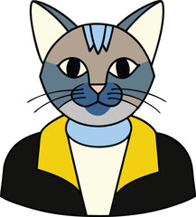 Obraz premium Stylish Cat Illustration A Cool and Fashionable Feline Design
