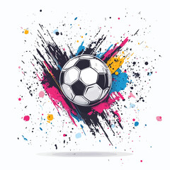 soccer ball on abstract colorful splashes background