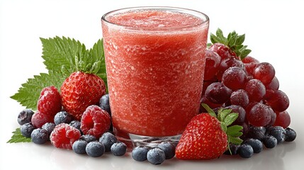 Strawberry Raspberry Grape Smoothie with Fresh Berries and Grapes