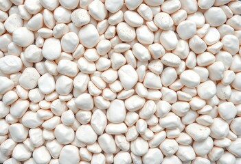 Seamless pattern of smooth white pebbles, close-up texture, surface, pattern