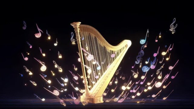 Harp musical notes design