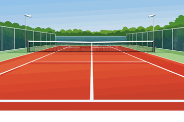 tennis court in the field