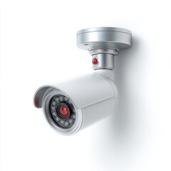 Security Camera on White Wall, Surveillance and Protection Concept