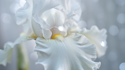 Obraz premium Elegant White Iris Flower Bloom Close-Up Macro Photography