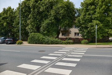 Pedestrian crossing in the suburbs