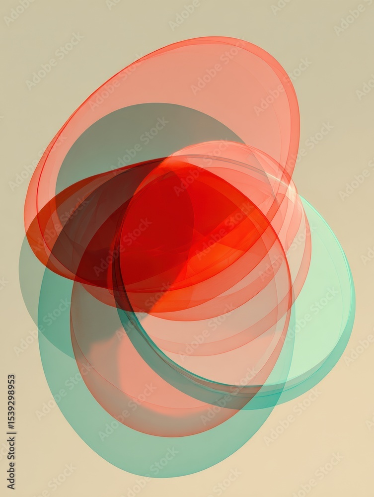 Aufkleber Overlapping Transparent Shapes Create a Soft Glowing Effect With Harmonious Colors and Delicate Forms in a Visually Appealing Arrangement
