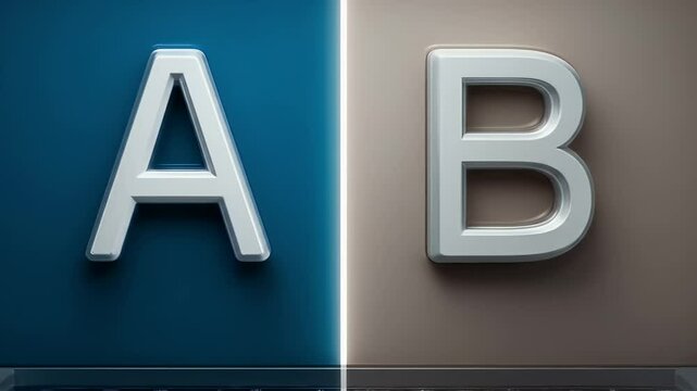 Animated Letters A and B on Divided Background with Light Effect