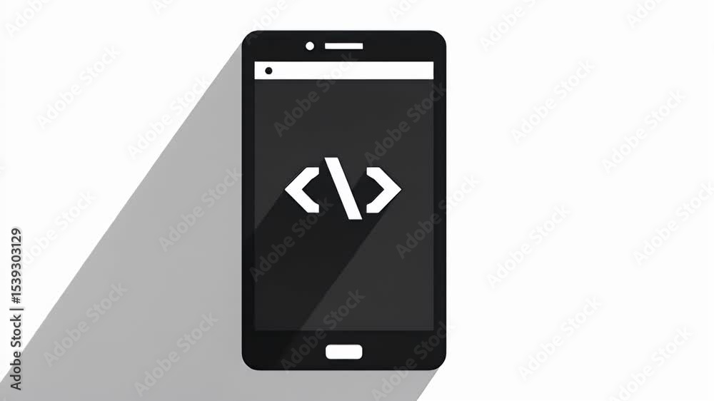 Wall mural animated smartphone displaying coding symbols