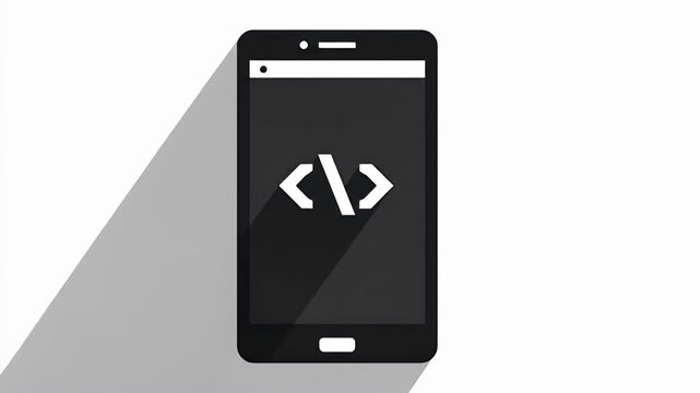Animated Smartphone Displaying Coding Symbols