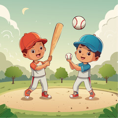 Vector Images of Summer Fun Activities:  Little Boys 34