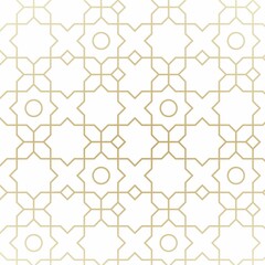 Islamic Geometric Pattern Background in Gold. 
