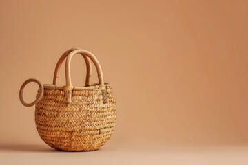 Woven Basket Bag on a Smooth Surface