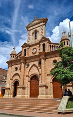 Fototapeta premium Entrerrios, Antioquia, Colombia. June 15, 2025. Our Lady of Sorrows Parish, a Catholic church.