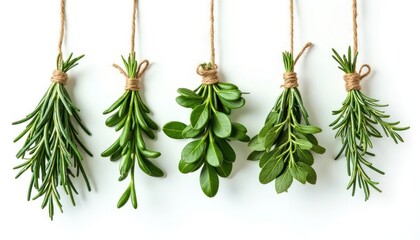 Bundled Fresh Herbs Hanging Twine