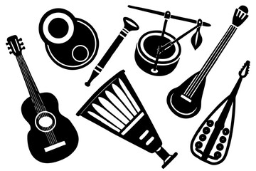Obraz premium Collection of black and white musical instruments