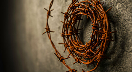 Fototapeta premium Barbed Wire Detail Close-Up 