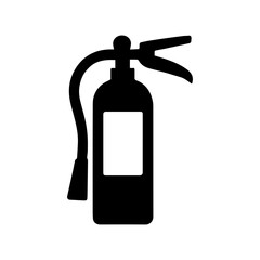 Fire extinguisher icon safety equipment for fire prevention and emergency response with hose and handle transparent background
