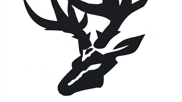 Animated Stylized Deer Head: Tribal Art Rotation
