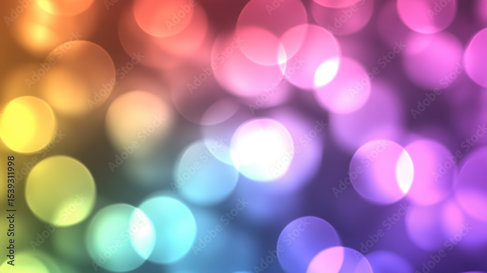 Aufkleber colorful light bokeh scattered softly across dark background creating dreamy and vibrant abstract ef