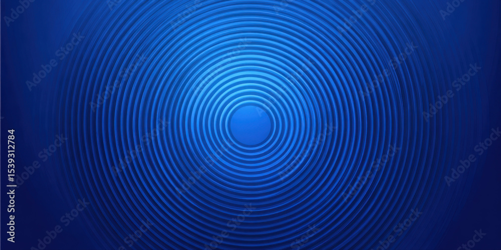 Aufkleber Deep blue concentric circle pattern with smooth gradient and glowing center creating calming and hypnotic visual effect