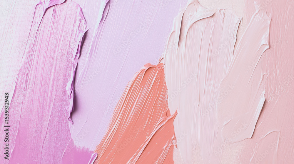 Poster Soft pastel paint texture with abstract brushstroke in pink and peach tones creating smooth artistic background