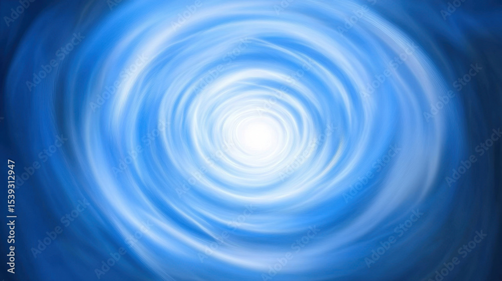 Poster soft radial grid expanding outward in rings of blue light creates swirling vortex effect with smooth