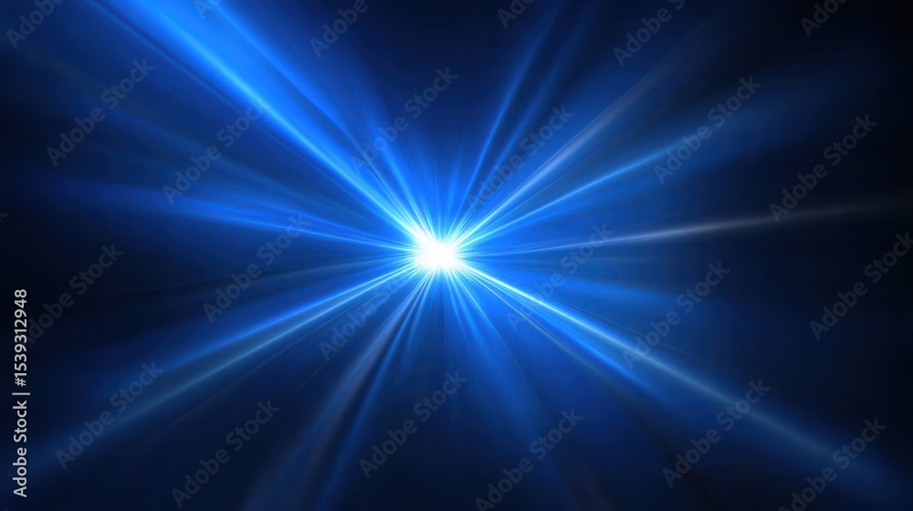 Aufkleber bright blue light rays shining in dark background create radiant and dynamic effect with steel blue 