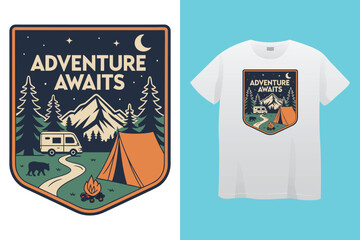 Camping typography t shirt design