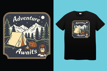 Camping typography t shirt design