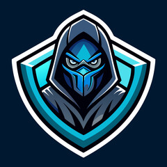 Blue hooded ninja mascot logo design © Orpita