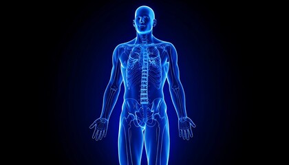 Male Anatomy with Skeletal System.