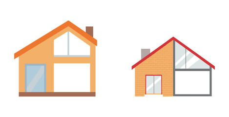 Modern loft conversion house exterior and interior home design vector art set © nazmulmallik44