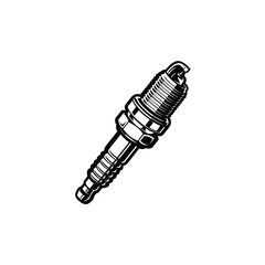 Spark plug monochrome silhouette vector icon isolated