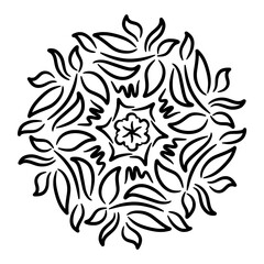 Leaf Mandala Decorative Line Drawing