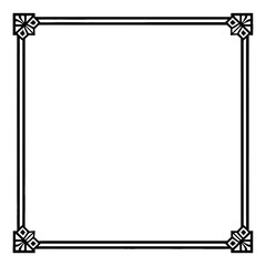 Art Deco Square Frame: Elegant black and white Art Deco style square frame, perfect for adding a vintage touch to your designs.  The frame features geometric corner details.