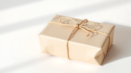 Elegant beige gift box tied with jute twine