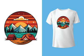 camping illustration desert graphic cactus design landscape badge adventure vintage outdoor