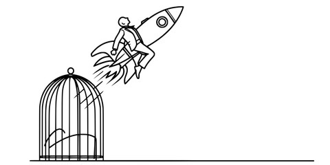 Rocket to the Top, A professional sprints forward, rocket in hand, chasing success.