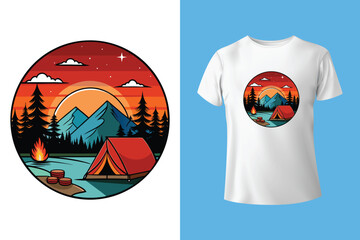 camping illustration desert graphic cactus design landscape badge adventure vintage outdoor