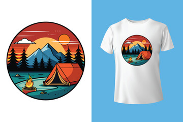 camping illustration desert graphic cactus design landscape badge adventure vintage outdoor