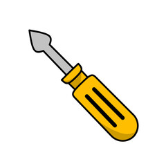 yellow colored screwdriver vector design illustration, screwdriver icon, screwdriver logo, good as sticker.