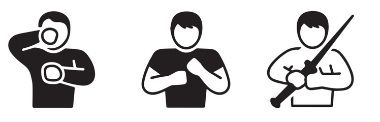 vector illustration of a black and white three fighting defencer