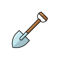 simple shovel vector design illustration, shovel icon, shovel logo, good as sticker.