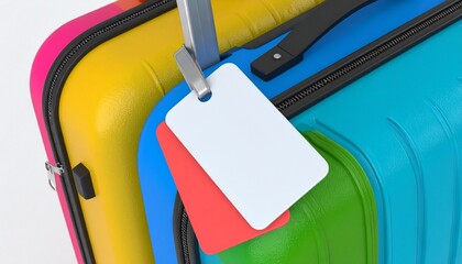 Minimal silicone tag on colorful suitcase
